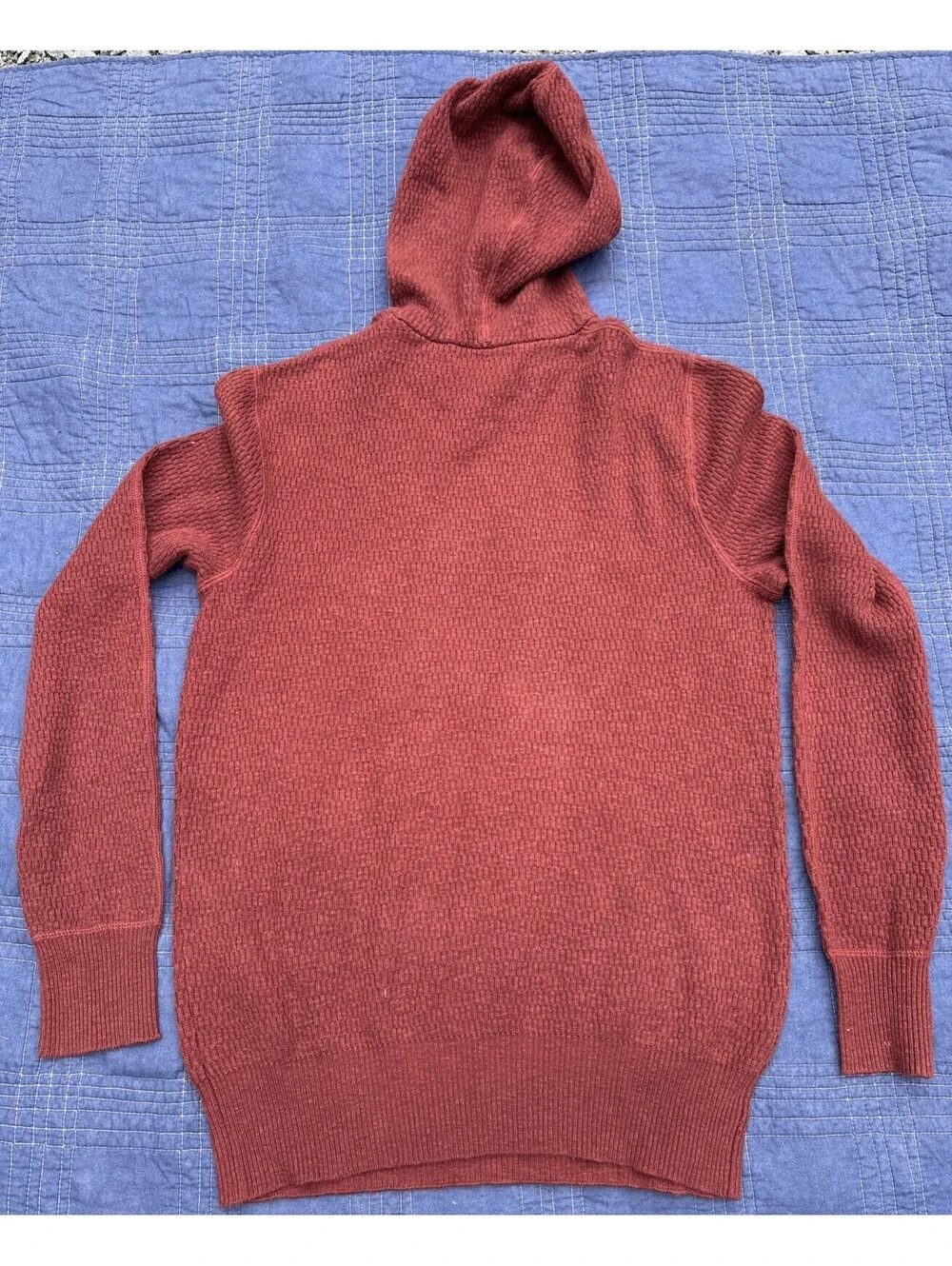 Banana Republic Hoodie Sweater Mens “M” Maroon Textured Knitted Winter Pullover